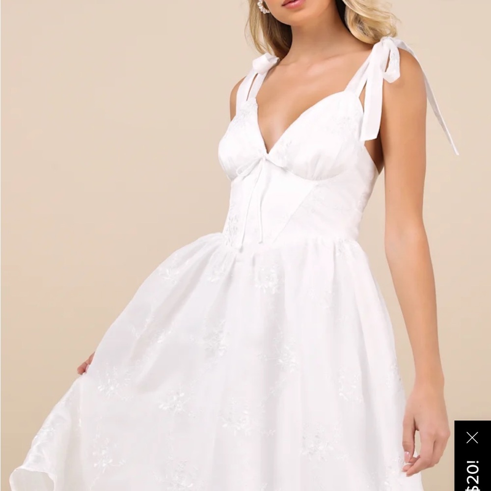 Lulu's White Tie-Shoulder Midi Dress